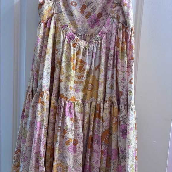 Free People Floral Print Dress with Pink and Orange Accents - Picture 2 of 3